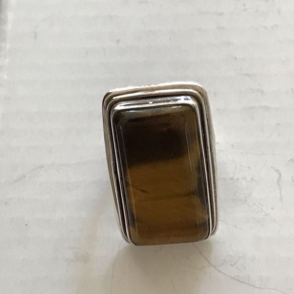 Tiger eye stone sterling silver ring